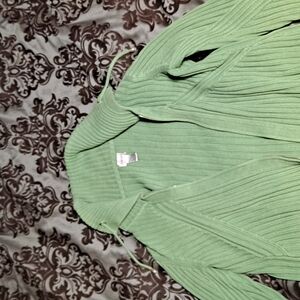 Chico's Women's Ribbed Green Zip Up Sweater Size 3‎